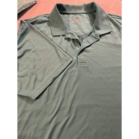 PGA Tours Shirt Men's Golf Performance 3 Button Polo Size XXL Green Striped - Picture 1 of 8
